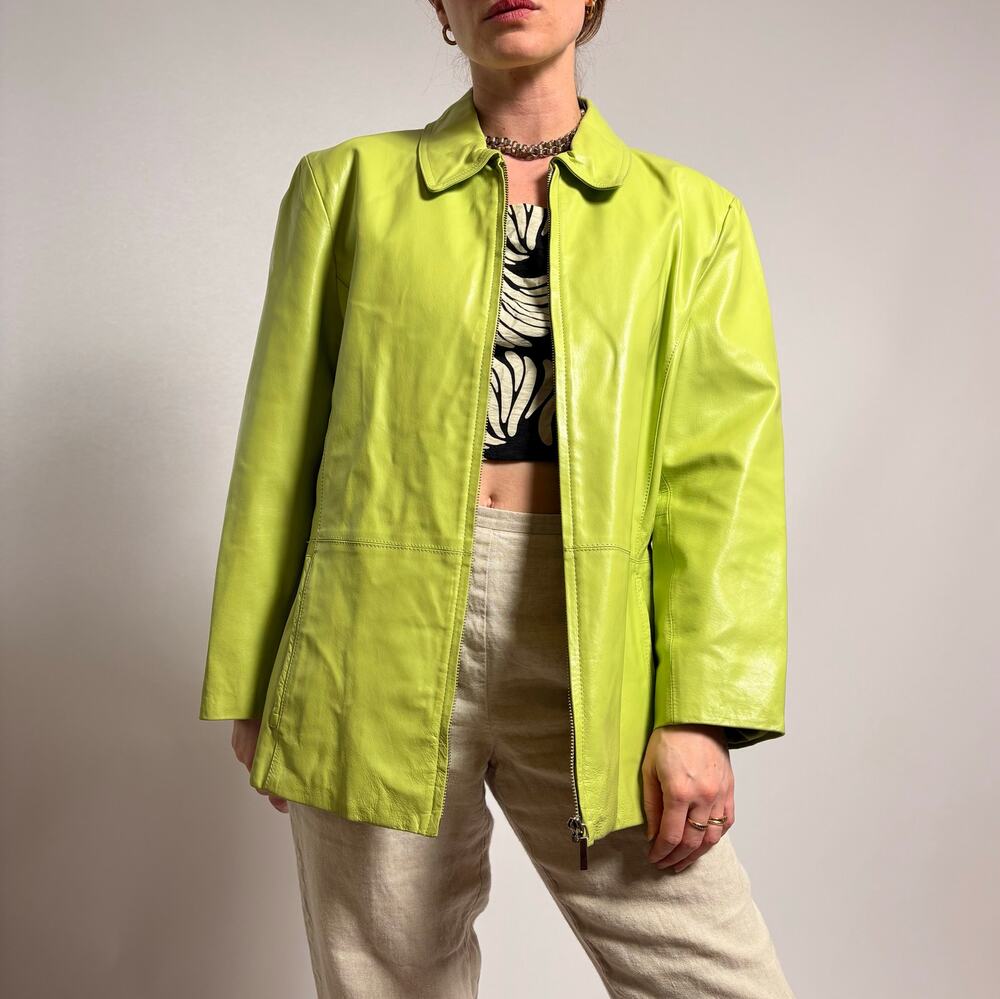 Vintage Worthington Lime Green Leather Jacket - Size L